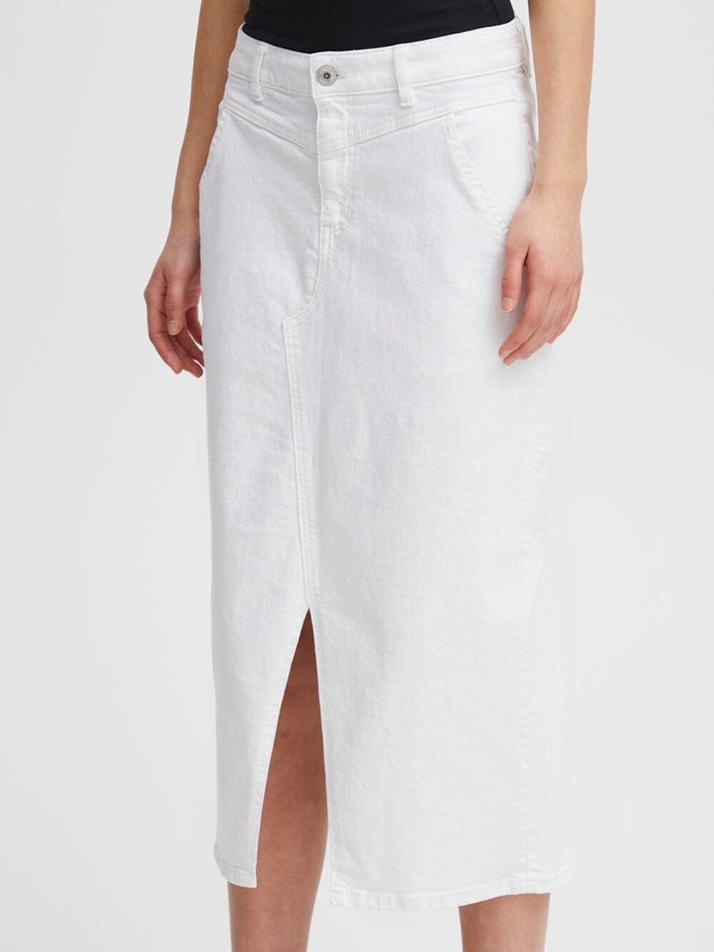 Ichi Denim Midi Skirt White Denim Women’s Small Summer